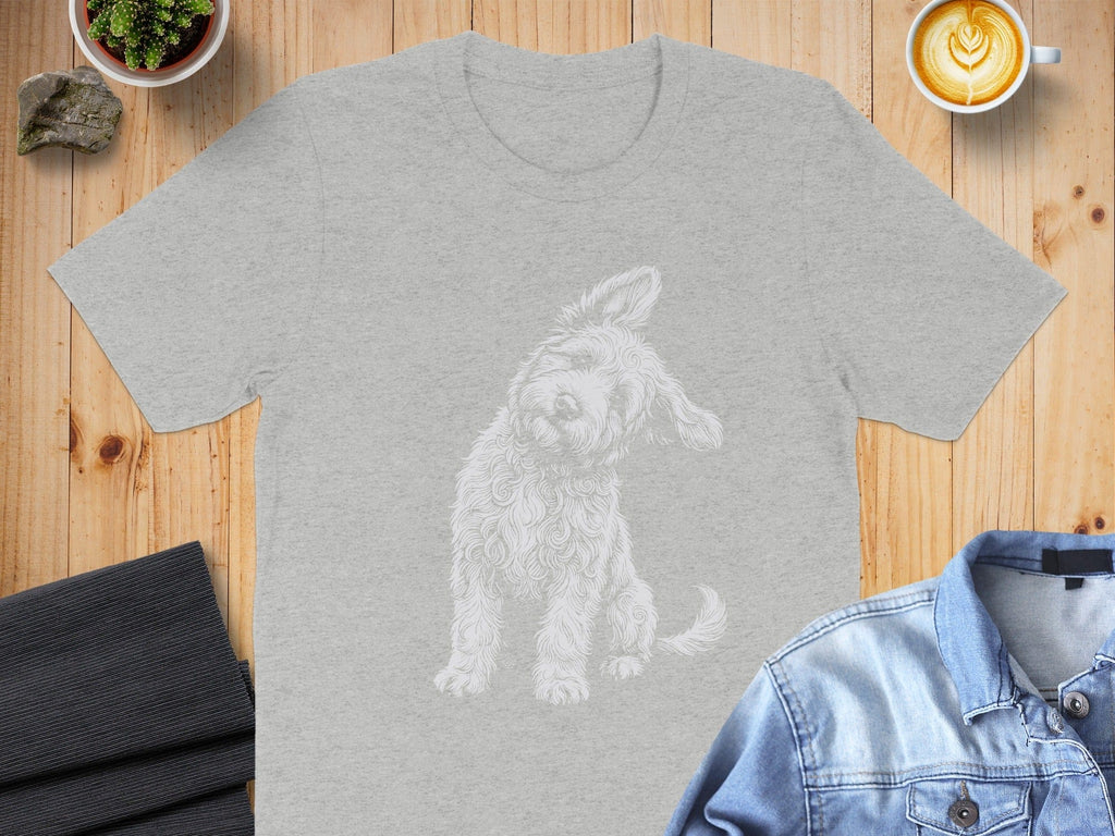 Adorable Sketch of a Dog on Light Gray Shirt Product