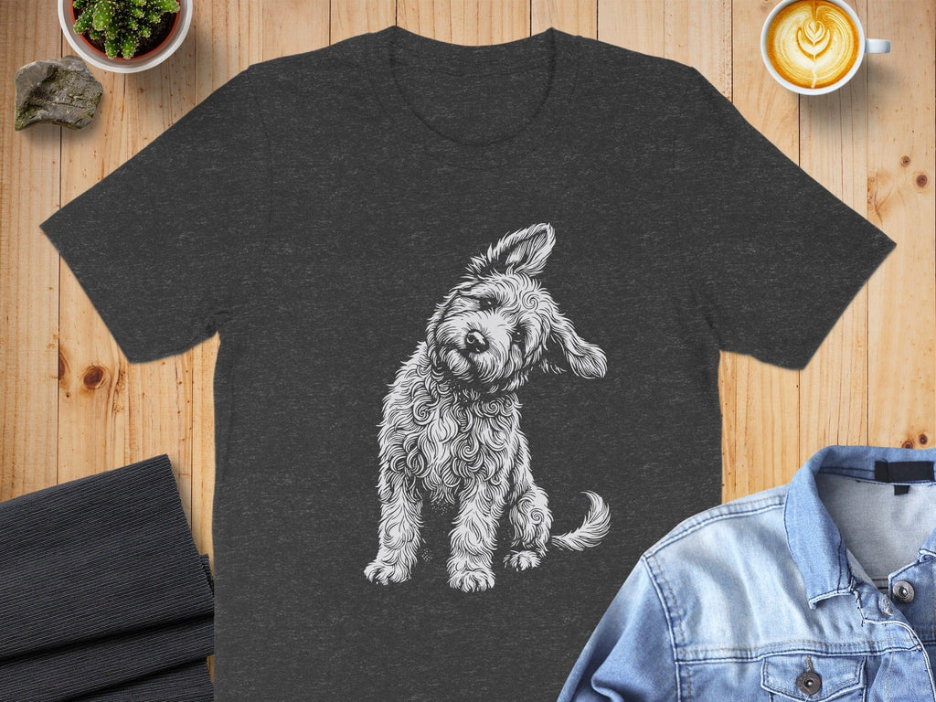 Cute Scruffy Dog Graphic Dark Grey T-Shirt Product