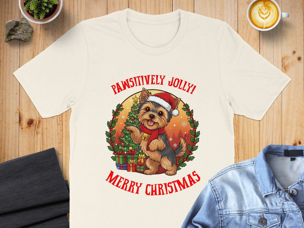 Pawsitively Jolly Merry Christmas Dog T-shirt