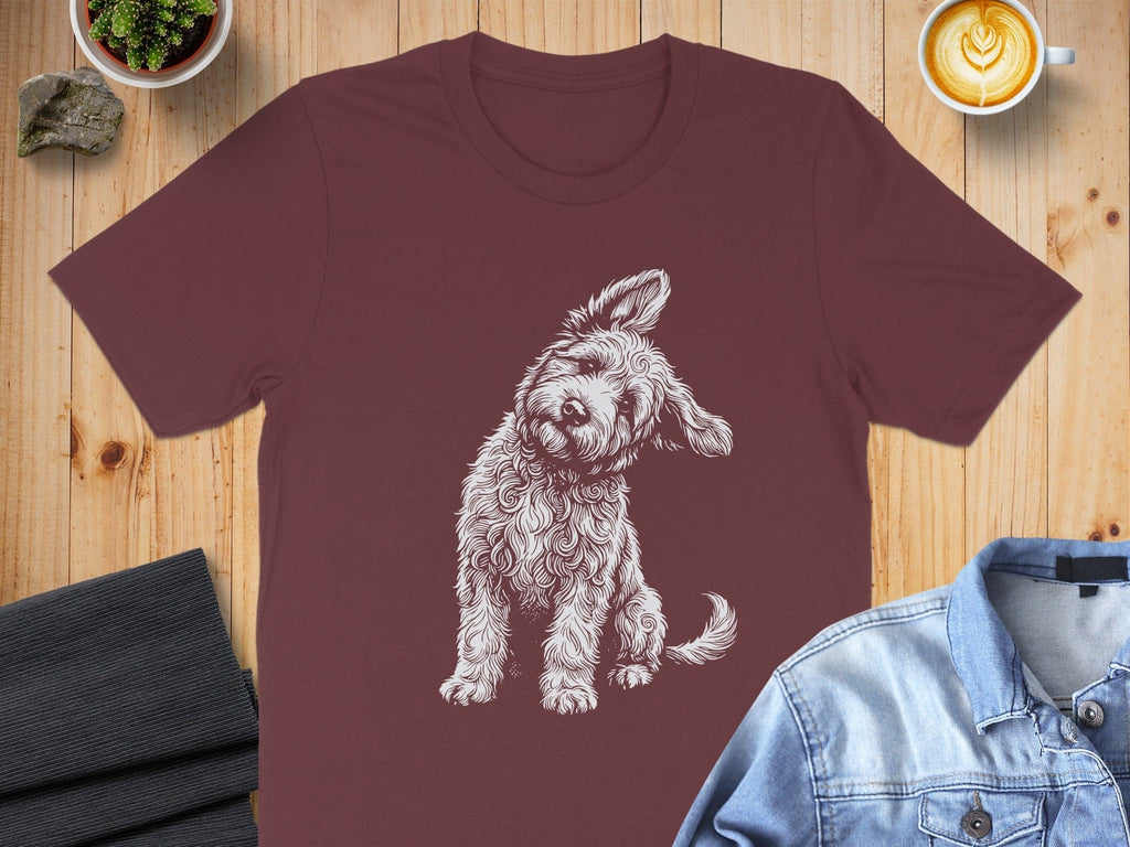 Adorable Dog Sketch Design Printed Shirt